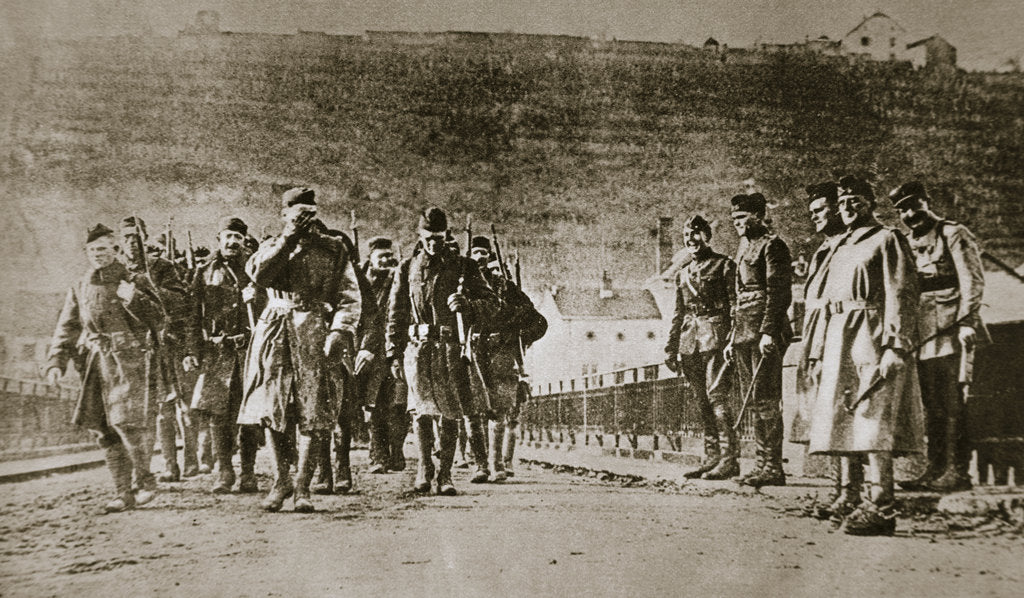 Detail of American troops march into Germany, 1918 by Unknown