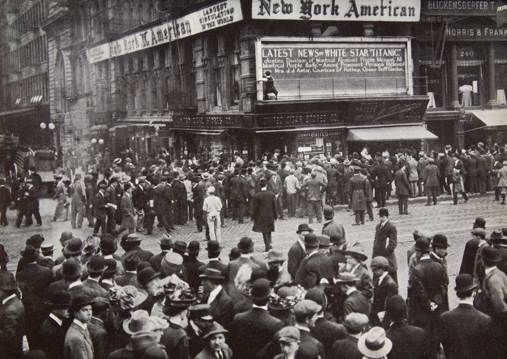 Detail of Reports of the sinking of the 'Titanic' arrive in New York by Anonymous