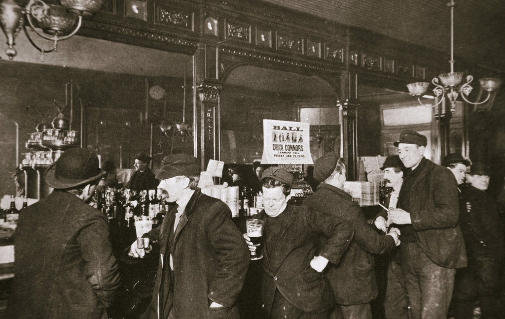 Detail of Customers drinking in a bar in the Bowery, New York City, USA, 1900s by Unknown