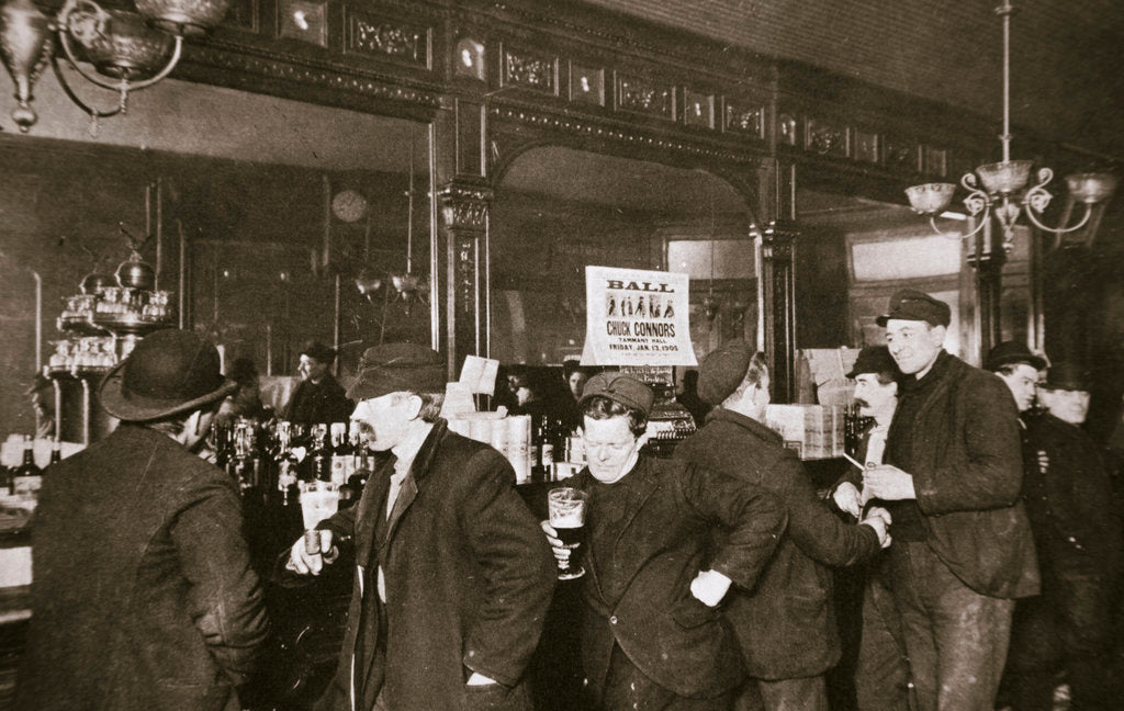 Detail of Customers drinking in a bar in the Bowery by Anonymous