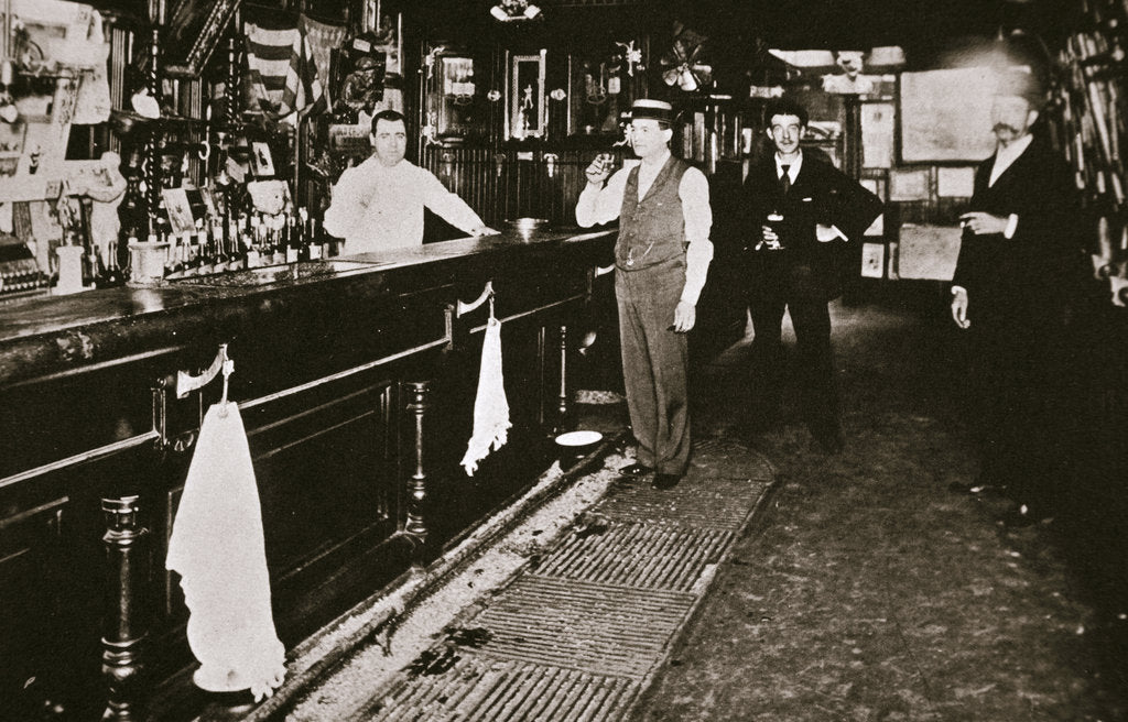 Detail of Steve Brodie in his bar, the New York City Tavern, New York City, USA, c1890s by Unknown