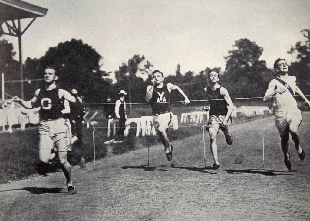 Detail of Arthur Duffey, American athlete, running a race by Edwin Levick