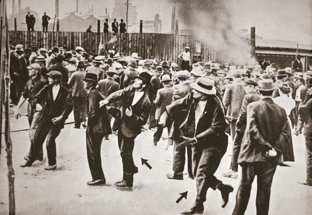 Detail of Riot during a strike by Standard Oil workers, Bayonne, New Jersey, USA, 1915 by Unknown