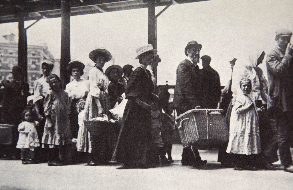Detail of Immigrants arriving at Ellis Island by Anonymous