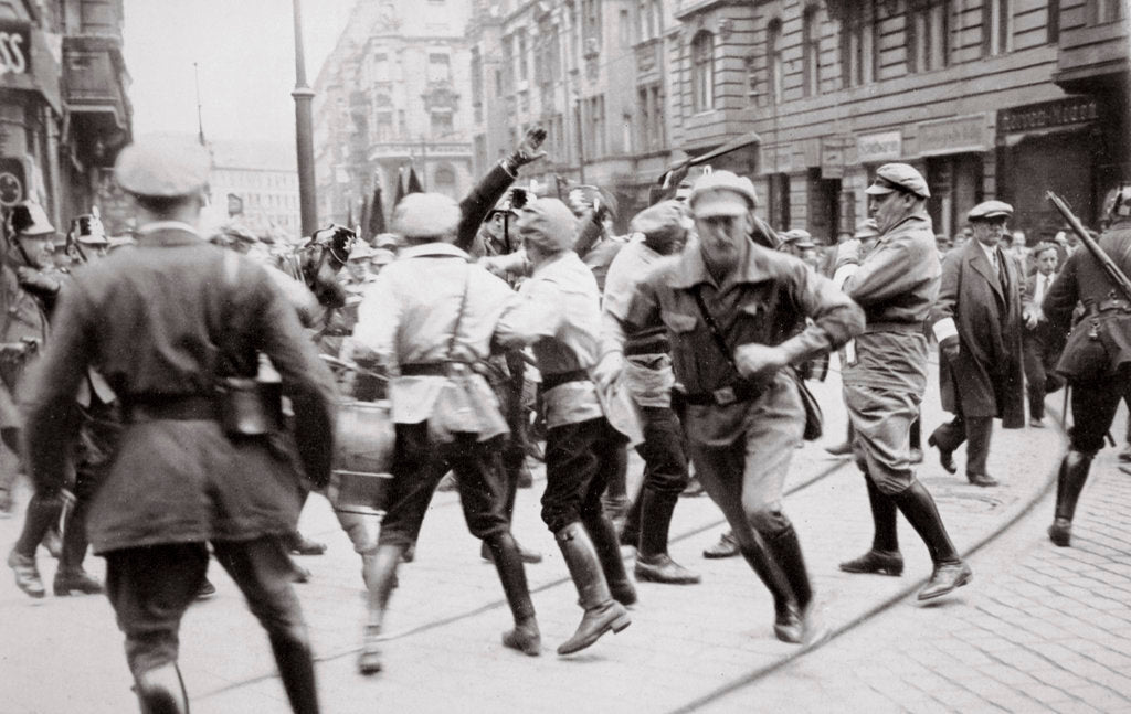 Detail of Men in Bolshevik uniform fighting police in the street by Anonymous