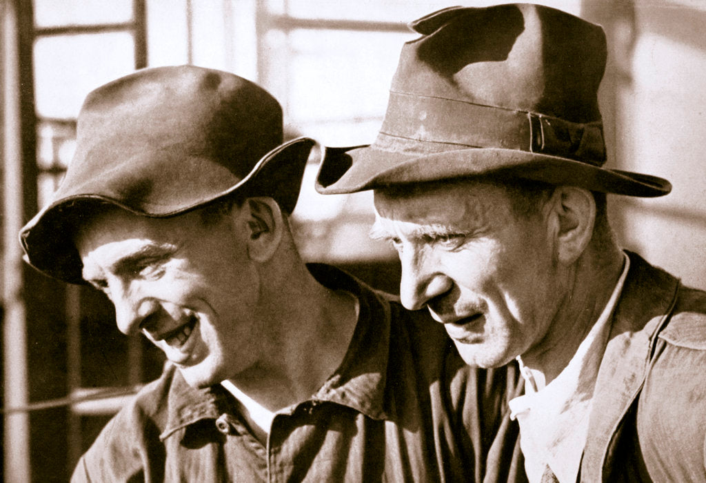 Detail of Workers contented at having found work by Anonymous