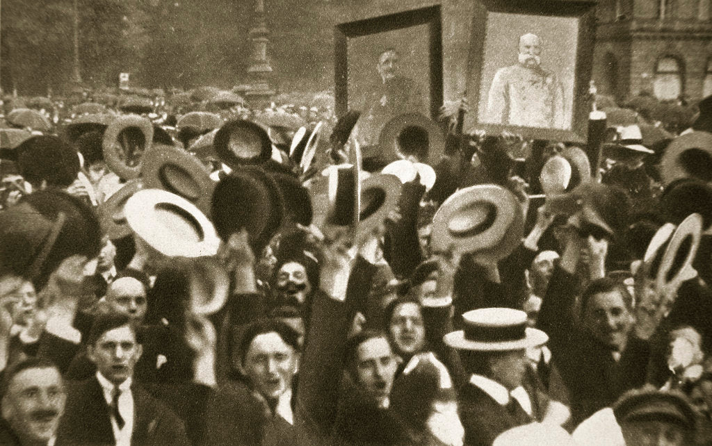 Detail of Crowd celebrating the Kaiser's proclamation of war against Great Britain by S and G