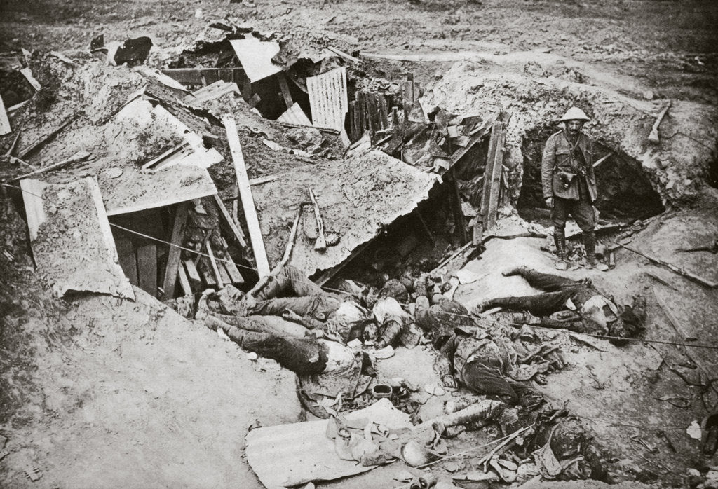 Detail of German machine-gun emplacement destroyed by British artillery fire, France, World War I, 1916 by Unknown