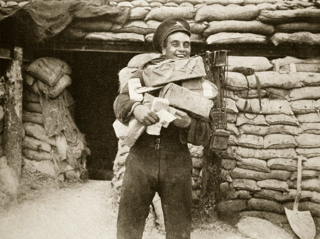Detail of The mail arrives during the Battle of the Somme by Anonymous