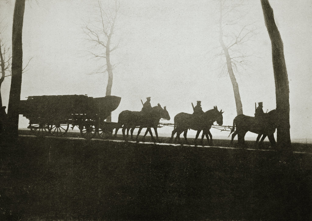 Detail of French troops on the road to the trenches, France, World War I, 1916 by Unknown