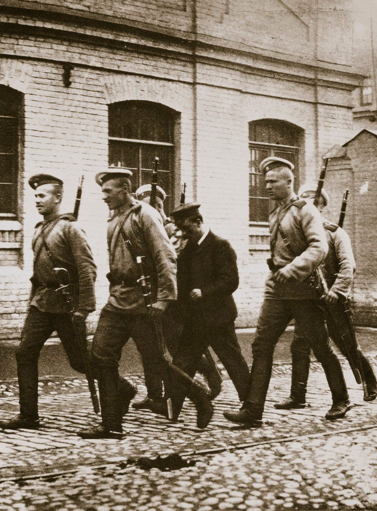 Detail of A patrol hunting down suspects following the revolt at Vyborg by Anonymous