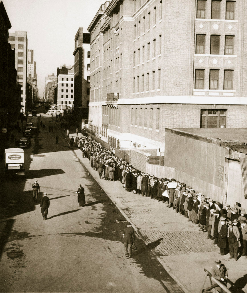 Detail of The breadline, a visible sign of poverty during the Great Depression by Anonymous