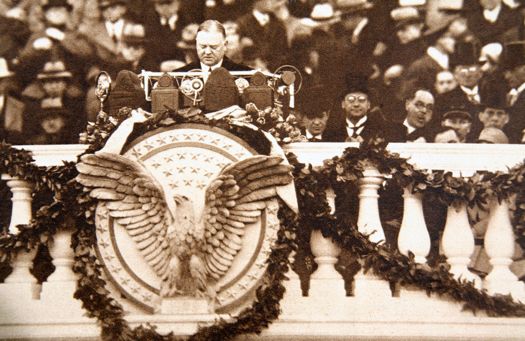 Detail of Frank Billings Kellogg, former US Ambassador to Great Britain, making a speech by Anonymous