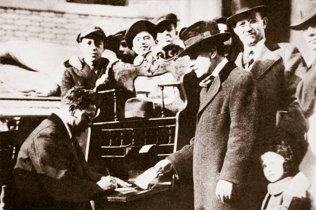 Detail of Head of the Anti-Rent League enrolling new members in New York USA by Anonymous
