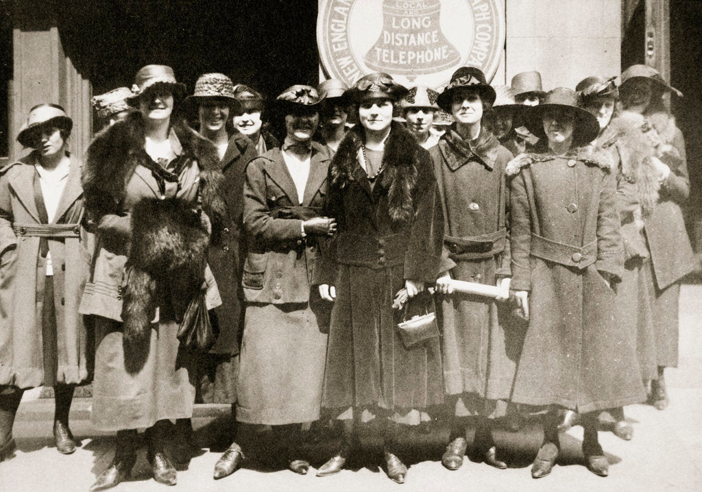 Detail of Female telephone operators on strike in Boston by Anonymous