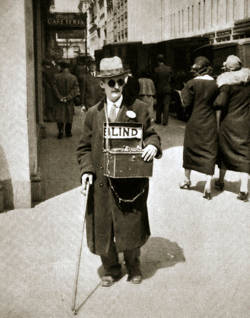 Detail of Blind man begging, Great Depression by Anonymous