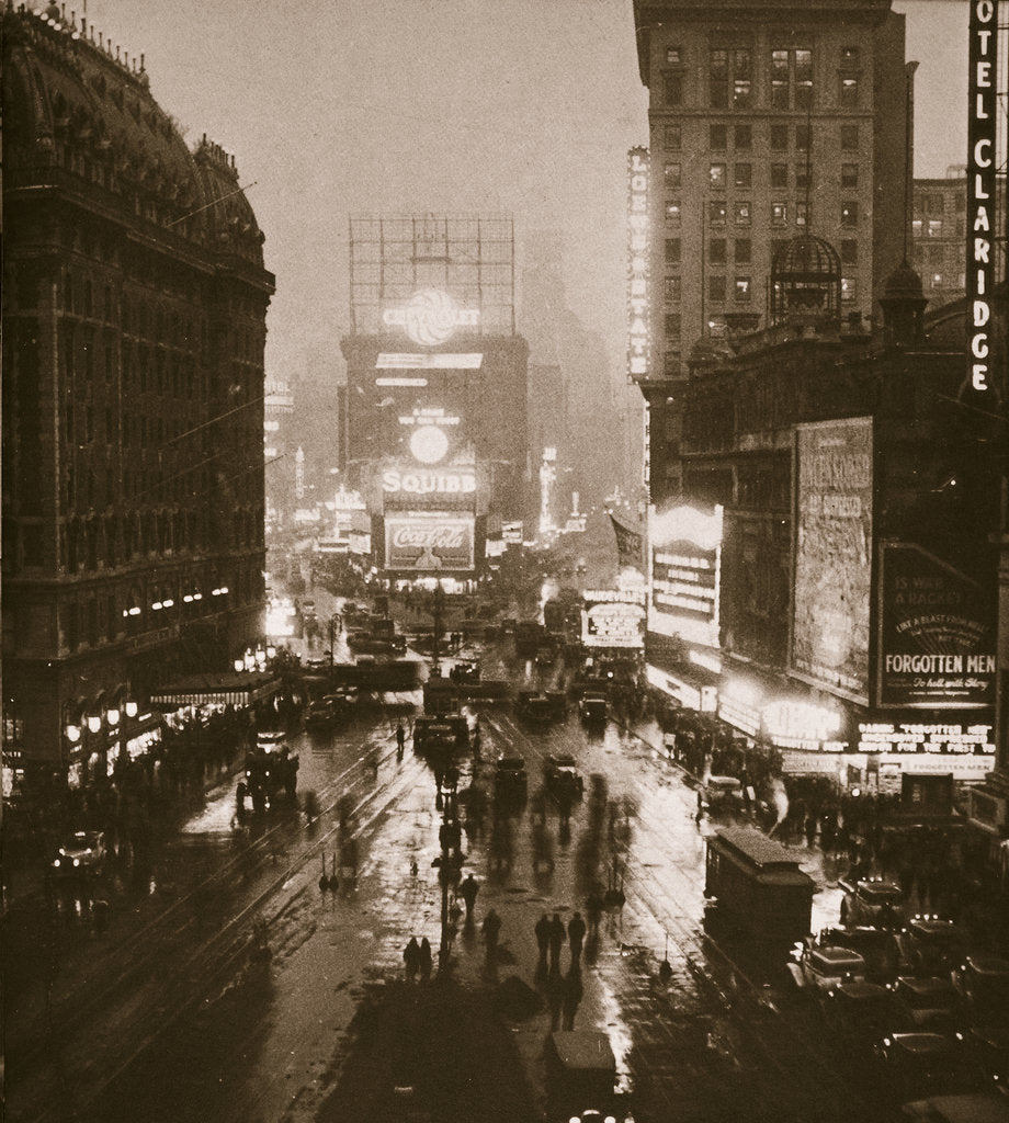 Detail of Winter evening on Times Square and Broadway, New York, USA, early 1930s by Unknown