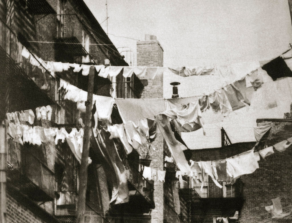 Detail of Wash day at some New York tenement buildings by Anonymous
