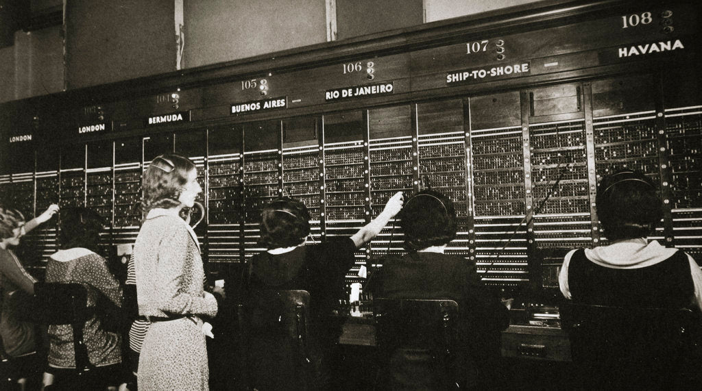 Detail of Female workers in the telephone room, New York Stock Exchange by Anonymous