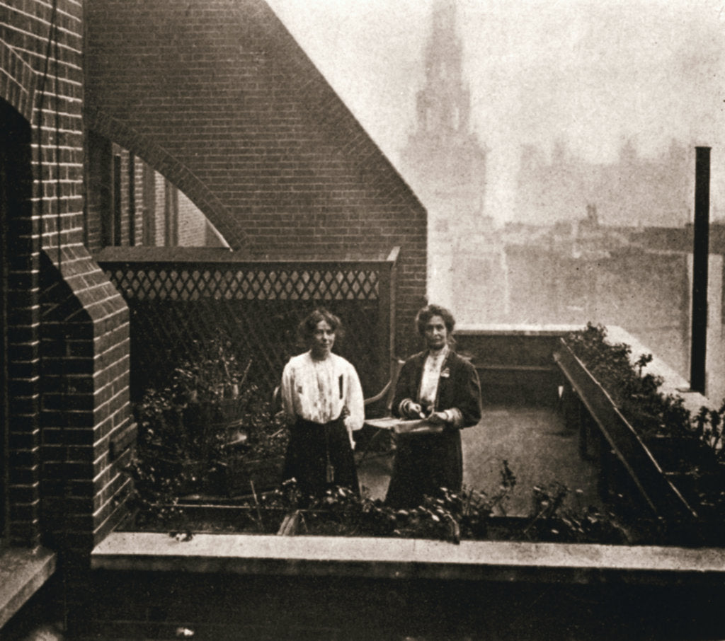 Detail of Emmeline and Christabel Pankhurst, British suffragettes, London, 12 October 1908 by Unknown