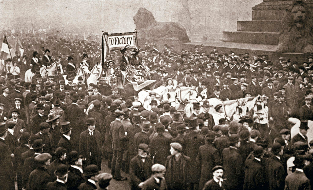 Detail of Procession to welcome the early release of suffragettes from prison on 19 December 1908 by Anonymous