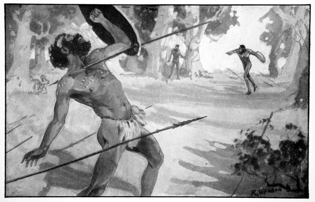 Detail of Byama threw a spear with all his strength by Raymond Wenban