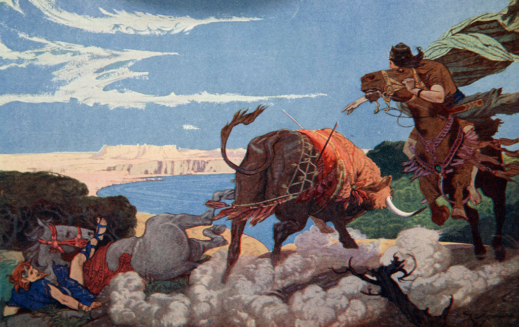 Detail of The slaying of the bull of Ishtar by Ernest Wellcousins