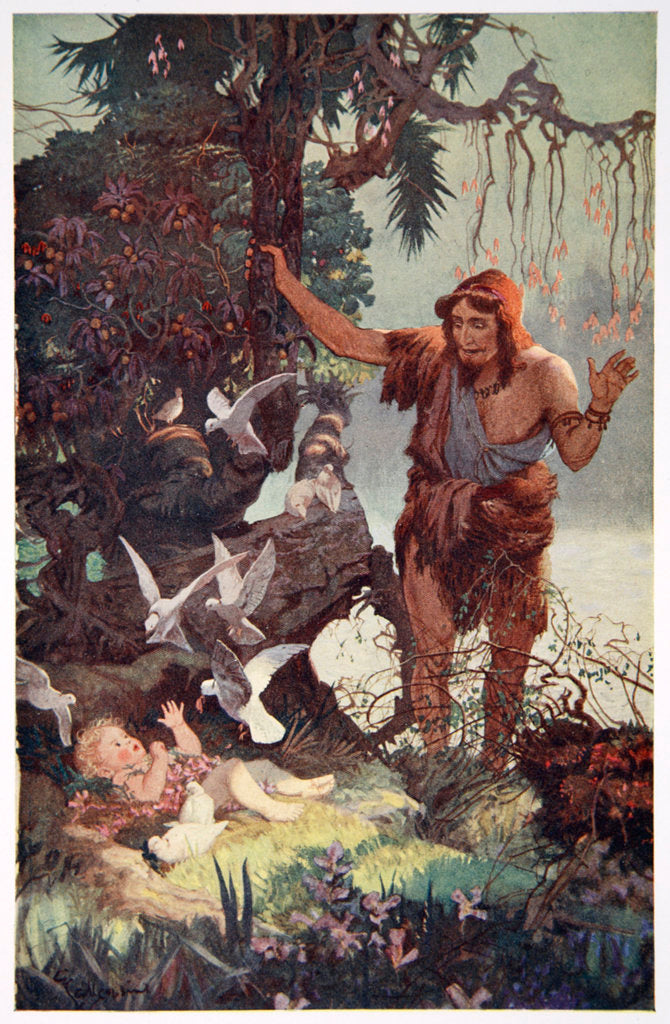 Detail of The Shepherd finds the babe Semiramus by Ernest Wellcousins