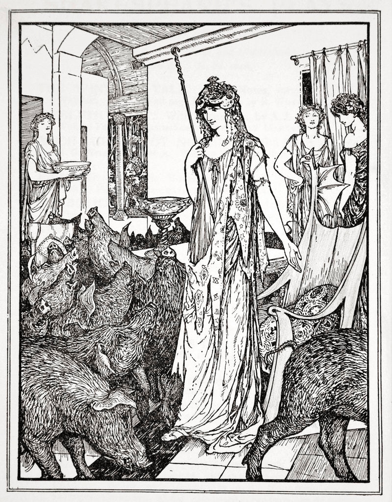 Detail of Circe sends the Swine (The Companions of Ulysses) to the Styes by Henry Justice Ford