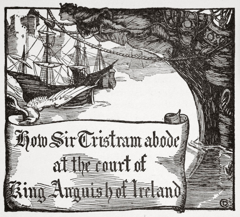 Detail of How Tristram abode at the court of King Anguish of Ireland by Dora Curtis