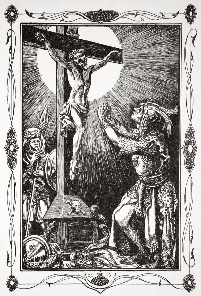 Detail of The conversion of Sir Palamides by Dora Curtis