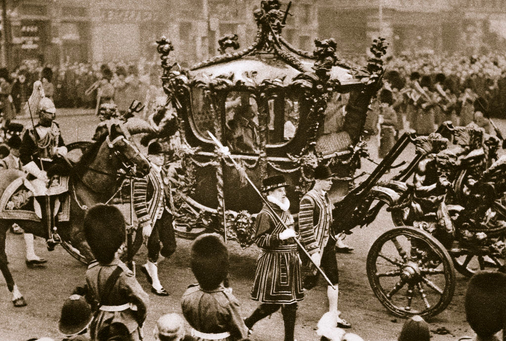 Detail of King Edward VII and Queen Alexandra on their way to the State Opening of Parliament by Anonymous