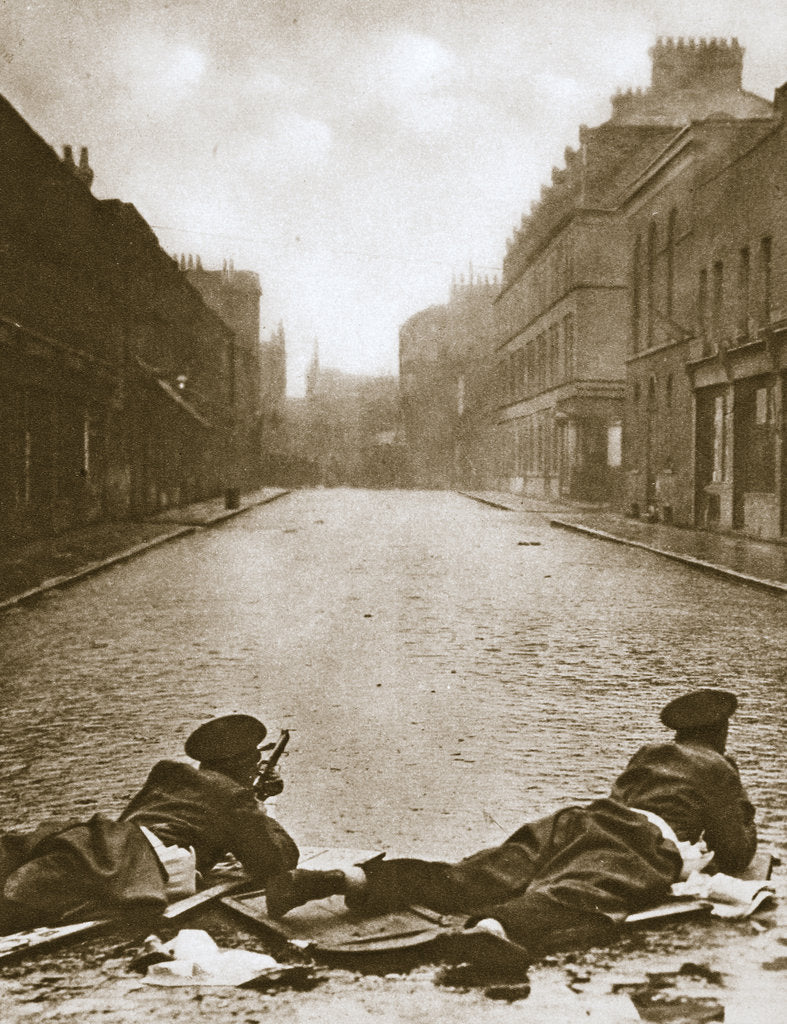 Detail of Scots Guards keeping guard on Sydney Street, London, 1911 by Unknown