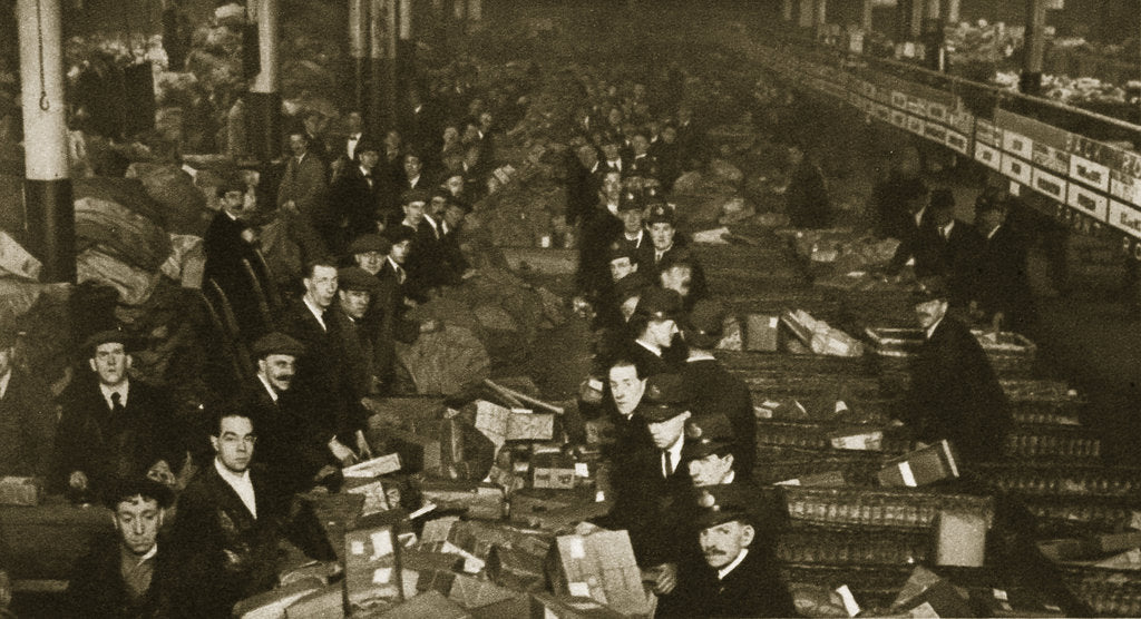 Detail of Sorting parcels at the Post Office, Mount Pleasant, London, 20th century by Unknown