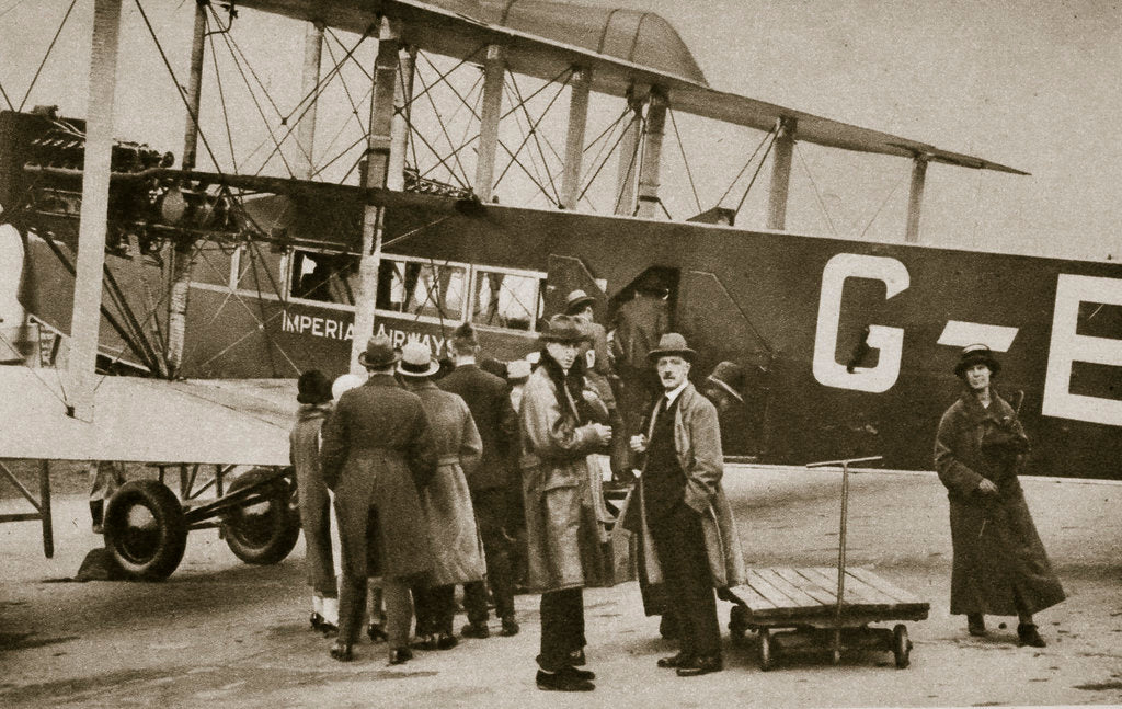 Detail of Passengers boarding an Imperial Airways aircraft for a flight to Paris by Anonymous