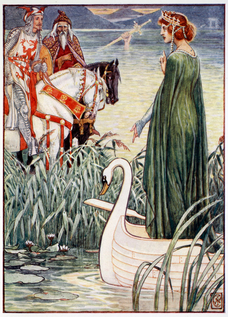 Detail of King Arthur asks the Lady of the Lake for the sword Excalibur by Anonymous