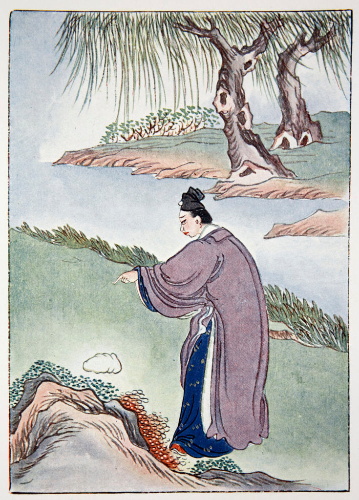 Detail of Chia Tzu-Lung finds the stone belonging to Mr Chen the alchemist by Anonymous