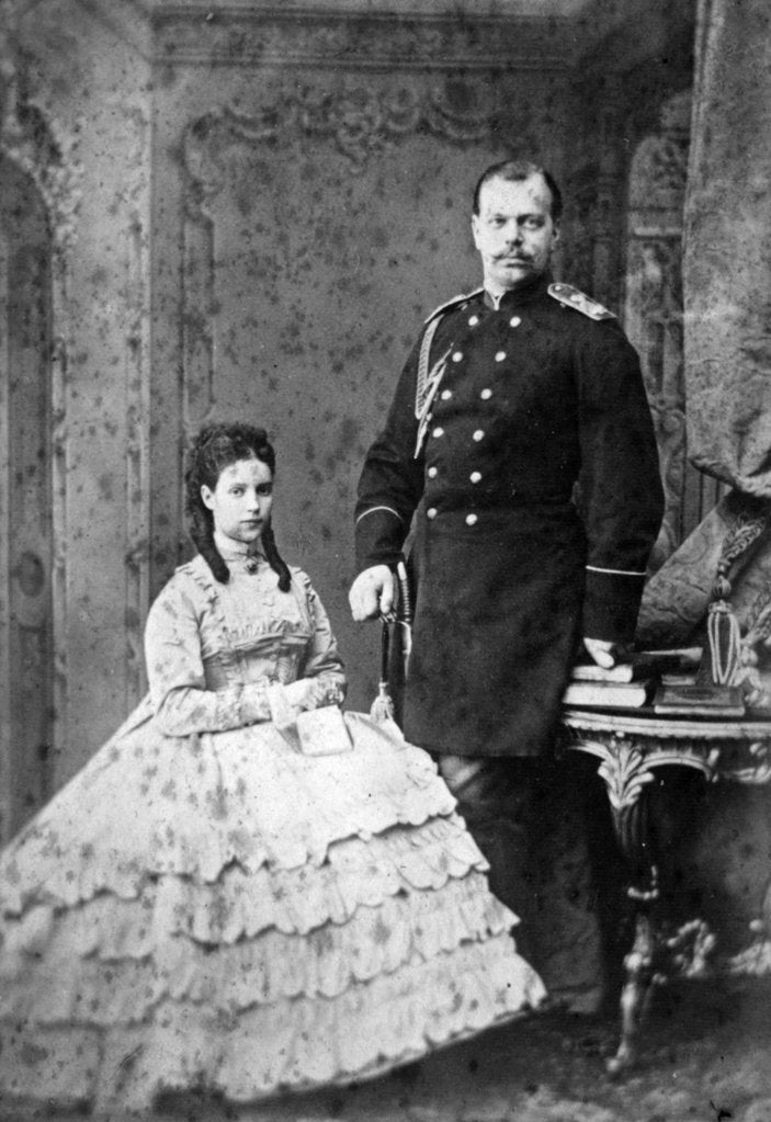 Detail of Princess Dagmar of Denmark and Grand Duke Alexander Alexandrovich of Russia, 1866. by Anonymous