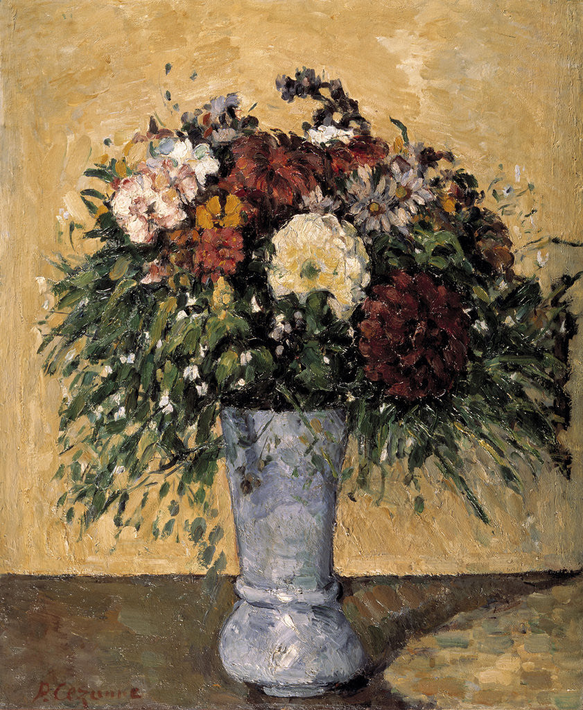Detail of Flowers in a Blue Vase by Paul Cezanne