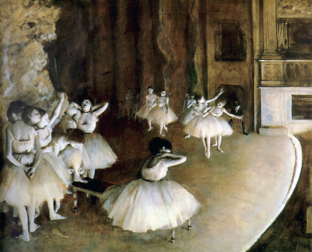 Detail of Ballet Rehearsal on Stage by Edgar Degas