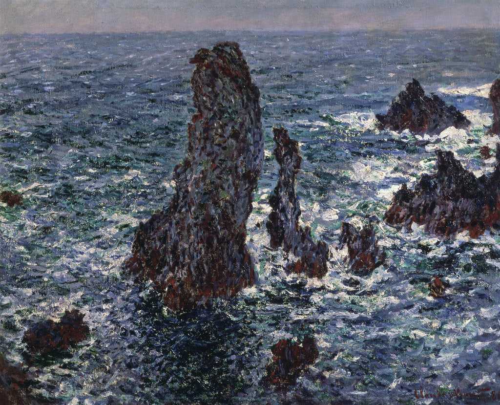 Detail of The Rocks in Belle-Ile (Pyramides de Port-Coton, Mer sauvage), 1886. by Claude Monet