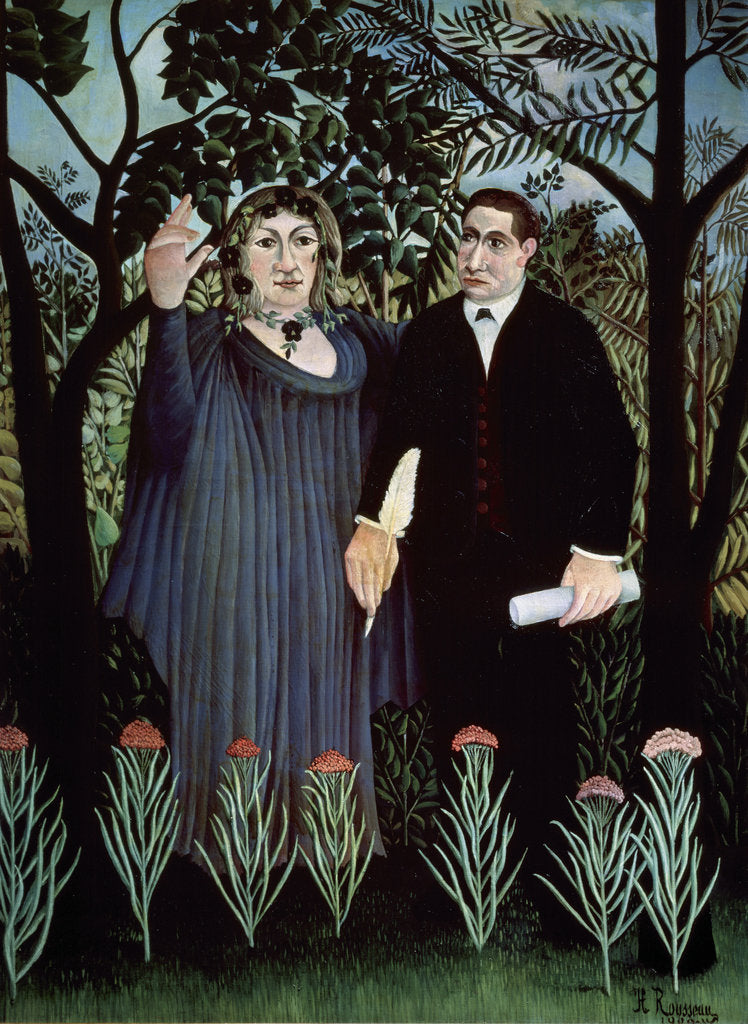 Detail of The Poet and his Muse. Portrait of Guillaume Apollinaire and Marie Laurencin, 1909 by Henri Rousseau