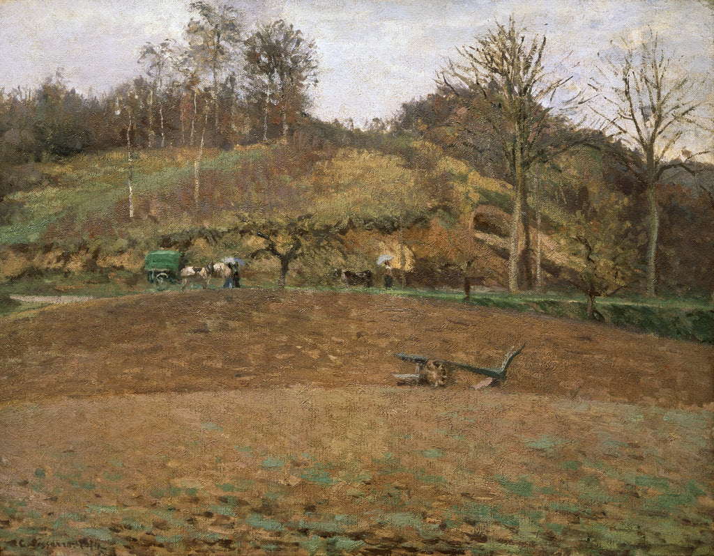 Detail of Ploughland, 1874. by Camille Pissarro