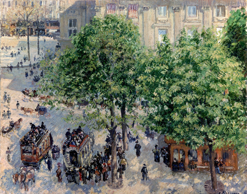 Detail of Place du ThÃ©Ã¢tre FranÃ§ais in Paris. Spring by Camille Pissarro