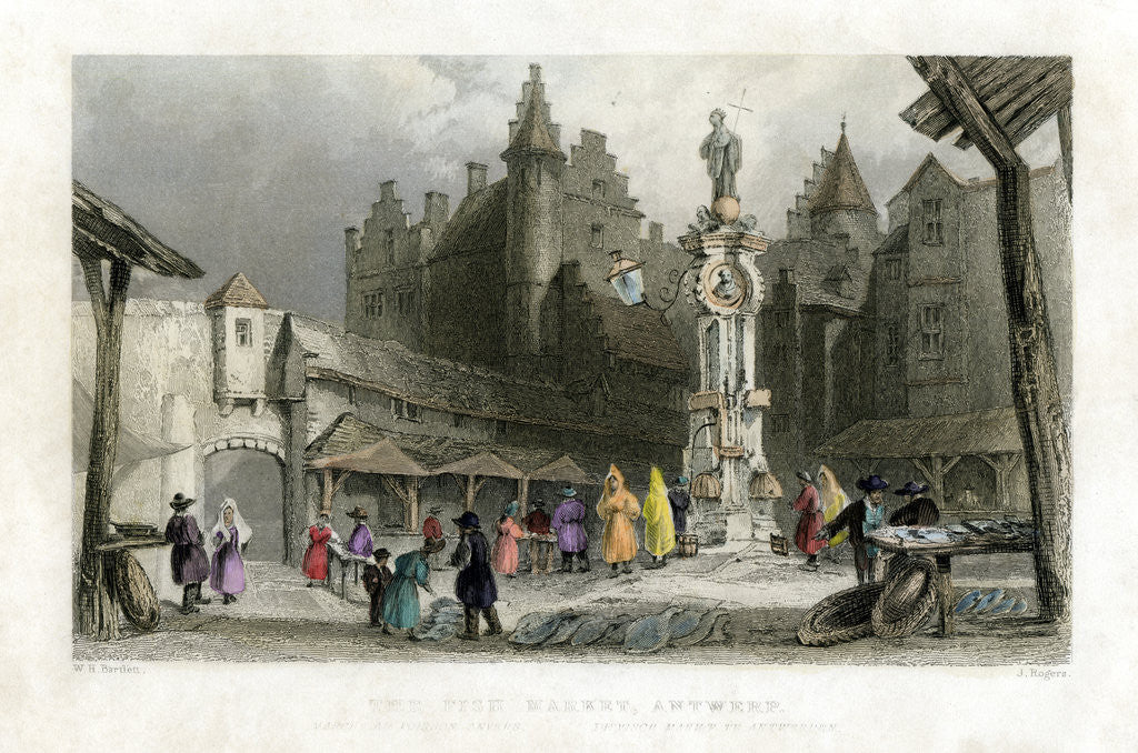Detail of The Fish Market, Antwerp by J Rogers