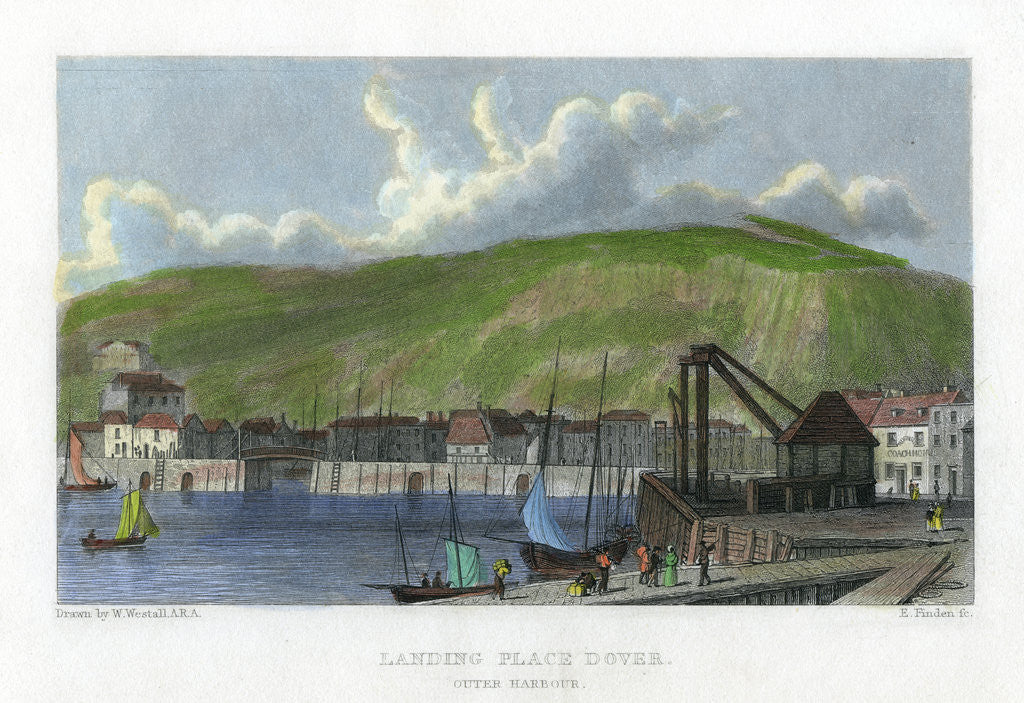 Detail of Landing place, outer harbour, Dover, Kent by E Finden