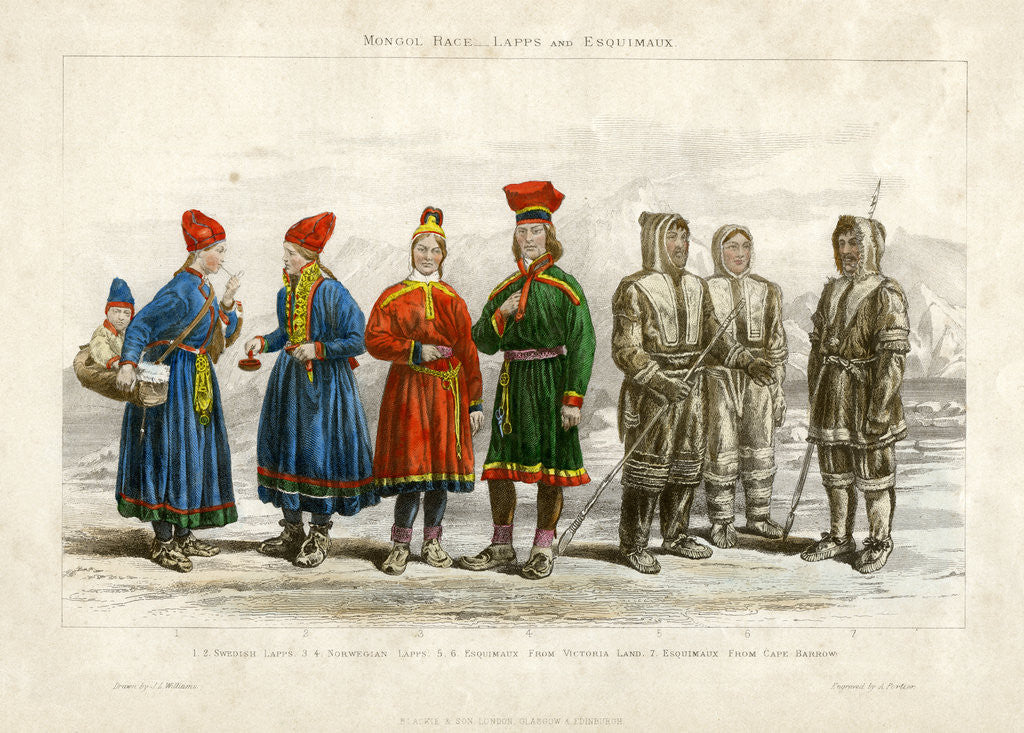 Detail of Mongol Race, Lapps and Esquimaux by A Portier