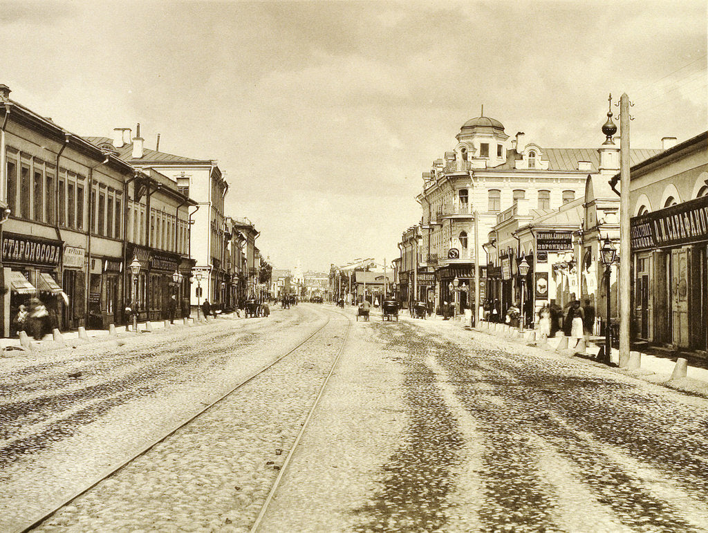 Detail of View of the Arbat Street from the Church of the Life-Giving Trinity, Moscow, Russia, 1888 by Unknown