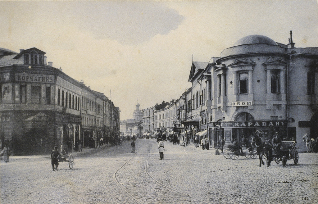 Detail of View of Arbat Street in winter, Moscow, Russia, early 20th century by Unknown