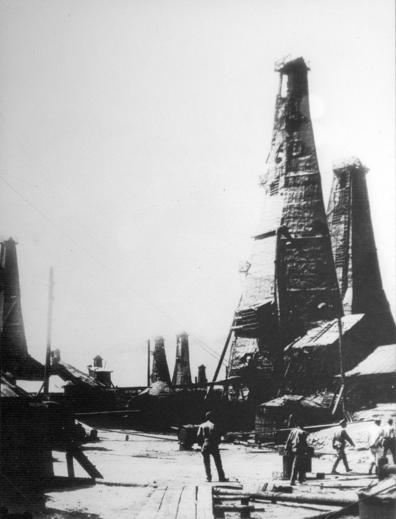 Detail of Oil extraction in Baku, Russia, c1903-c1906. by Anonymous